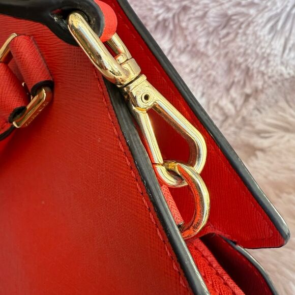 Michael Kors Red Medium Saffiano Leather Convertible Satchel Shoulder purse - Picture 10 of 16